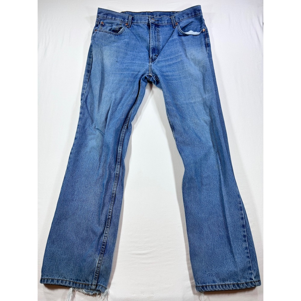 Levis 516 Straight Leg Jeans Mens 40x34 Blue Denim Distressed Medium Wash